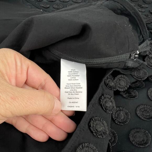 Talbots Black/Black Embroidered Textured Women's Plus Size Blouse 24W Petite - Picture 8 of 11